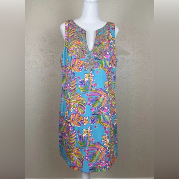 Lilly Pulitzer Dresses Lilly Pulitzer Gabby Gold Embroidered Floral